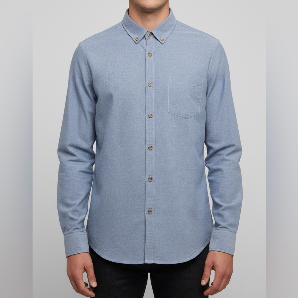 Billabong Tailored Fit/Stretch Light Blue Casual Button-Down Shirt Size Large